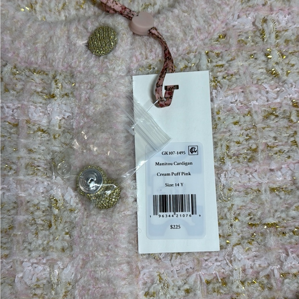 LoveShackFancy Saxson Cardigan in Cream Puff Pink - Picture 7 of 9